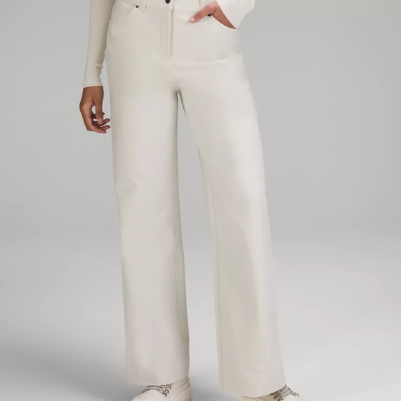 Lululemon City Sleek 5 Pocket High-Rise Wide-Leg Pant 33 White - Picture 1 of 15